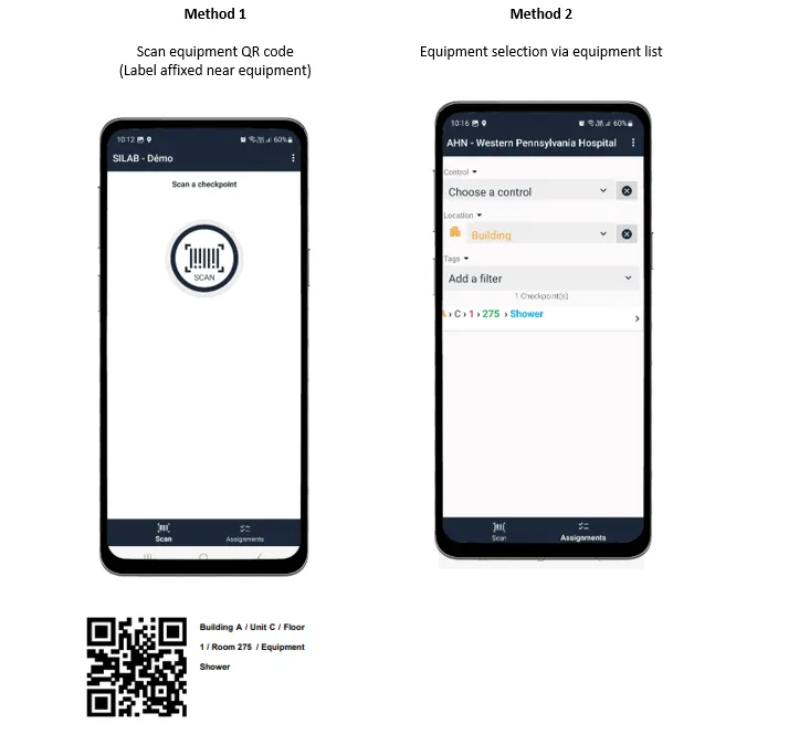Trois façons d’identifier un équipement dans l’application mobile SILAB