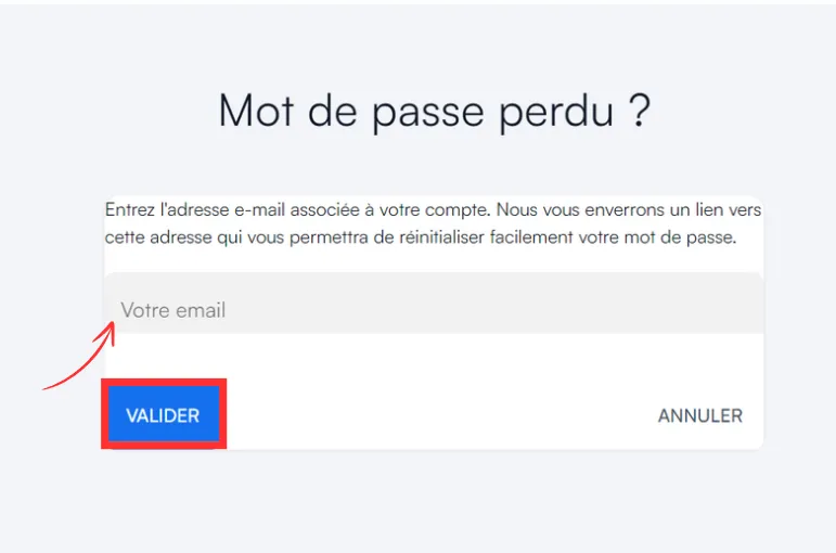 Page Mot de passe perdu