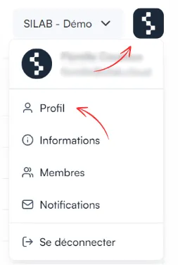 Accès au profil depuis le logo SILAB