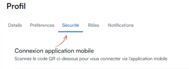 Onglet Sécurité du profil