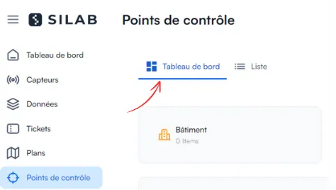 Sous-menu Tableau de bord