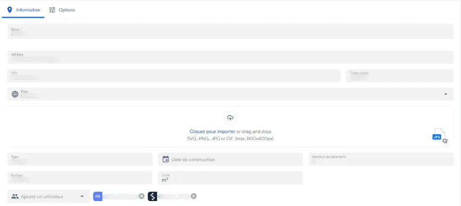 Formulaire des informations de l’établissement