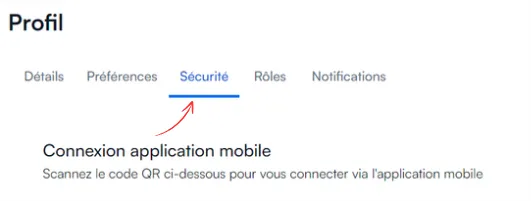 QR code d’authentification dans l’onglet Sécurité
