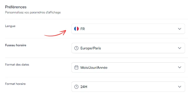 Choix de la langue