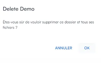 Fenêtre de confirmation de suppression