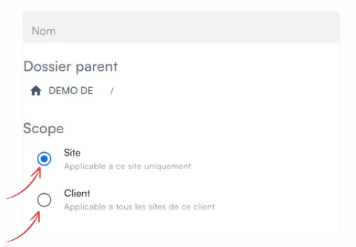 Section Scope du dossier