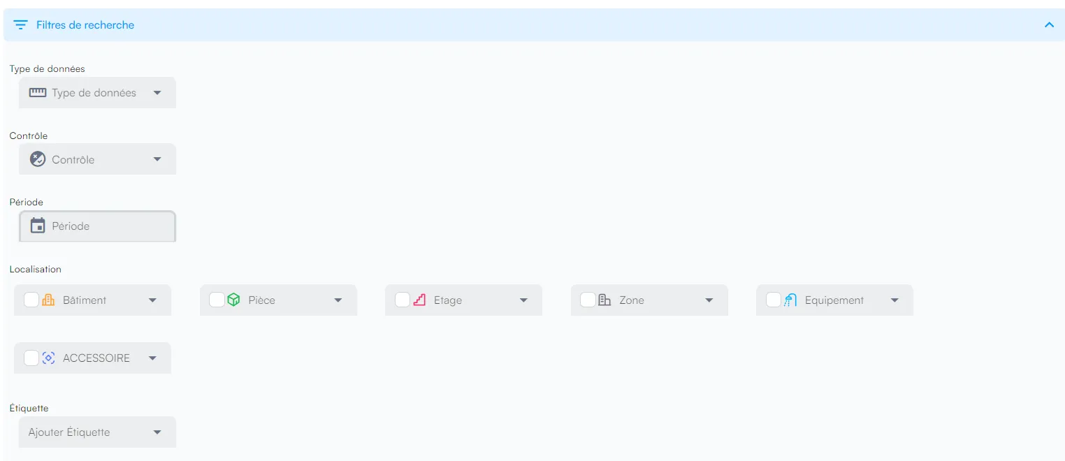 Filtre de recherche de l’historique