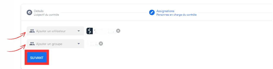 Onglet Assignations pour ajouter des utilisateurs